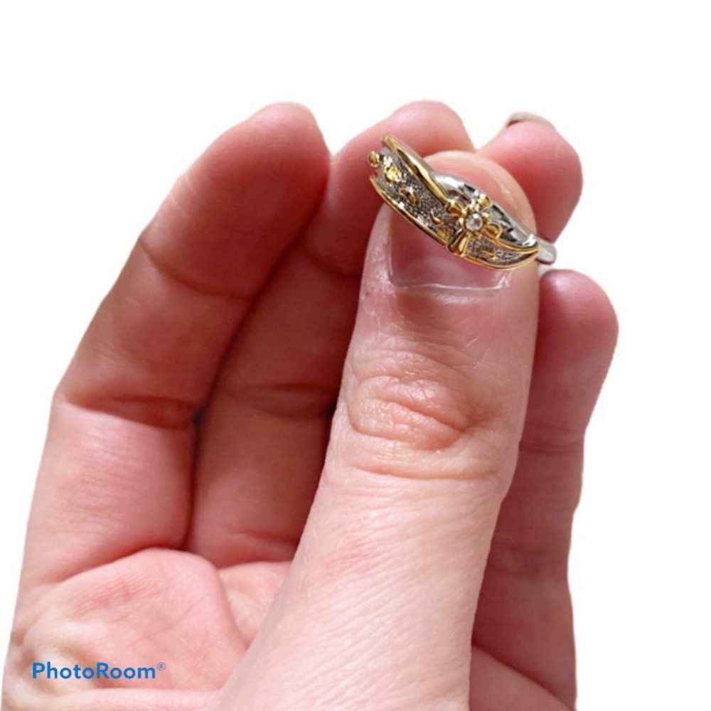 💥gold and plated silver cross ring